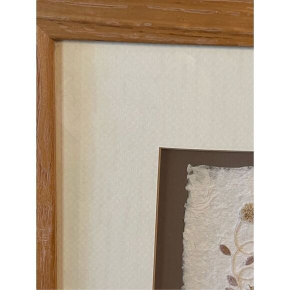 Artwork Art W/ Real Fibers Leaves Petals On Handmade Paper ‘00 Signed - Picture 4 of 11